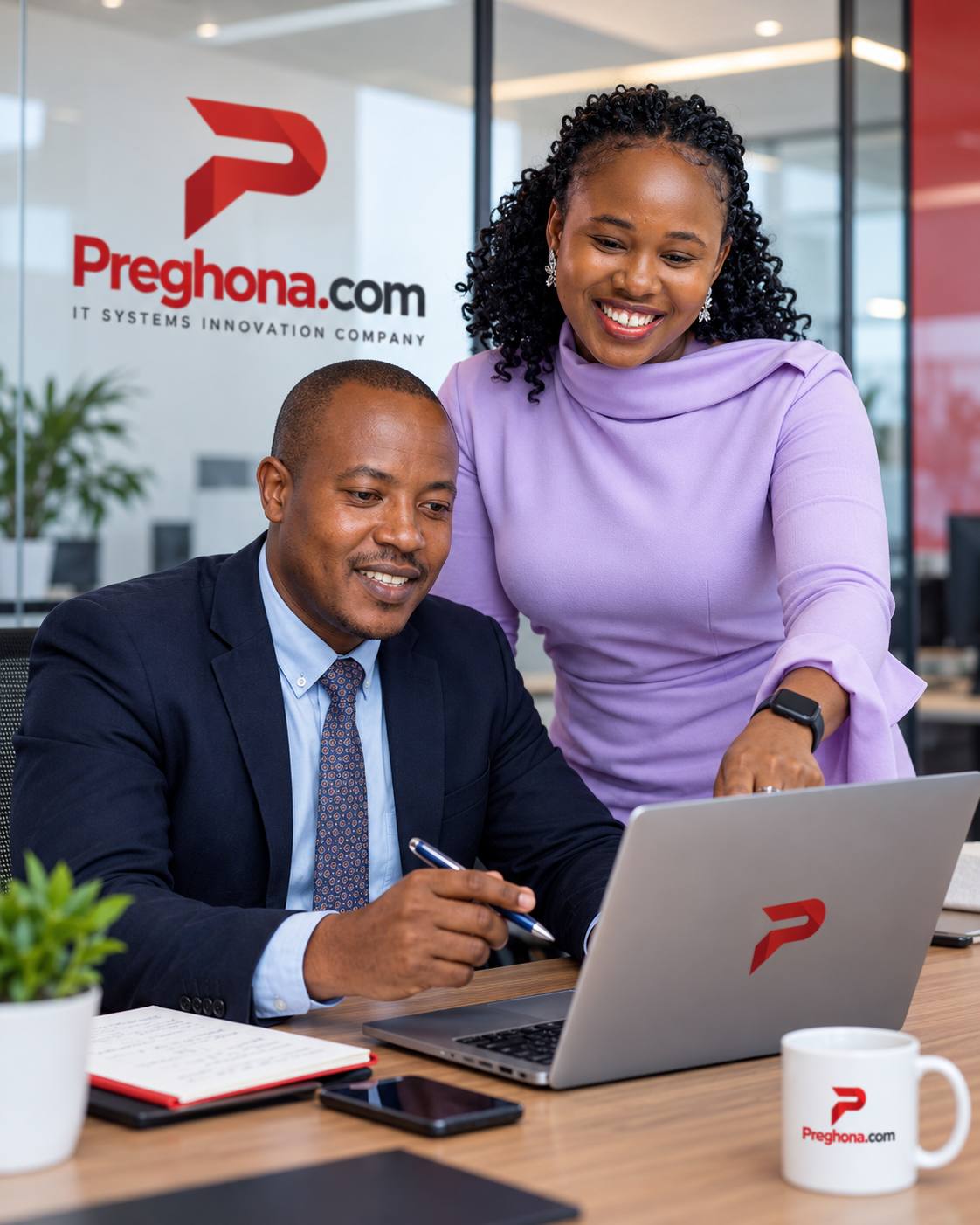 Preghona professional in a modern office